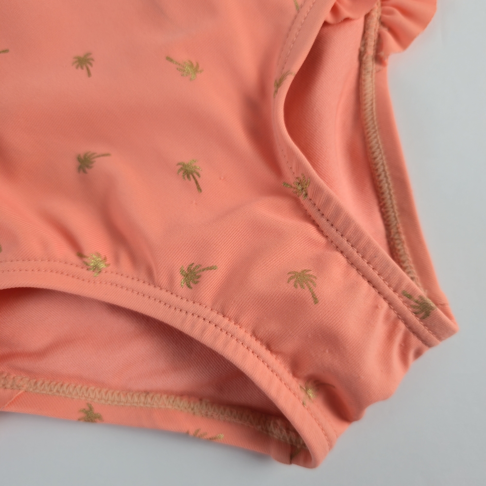 The Children's Place Coral Ruffle Halter One-Piece Swimsuit Gold Palm Print - Picture 8 of 12